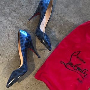 Christian Louboutin Blue Leopard Patent Heels